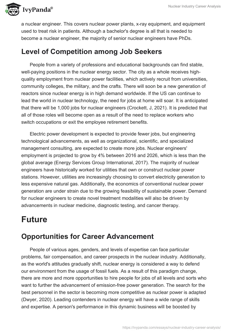 Nuclear Industry Career Analysis. Page 3