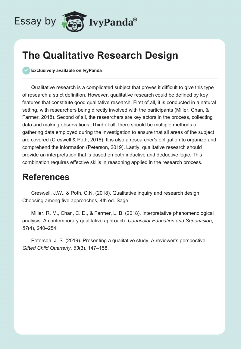 The Qualitative Research Design. Page 1