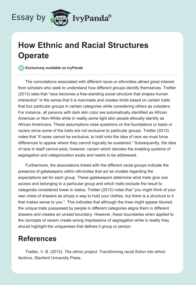 How Ethnic and Racial Structures Operate. Page 1