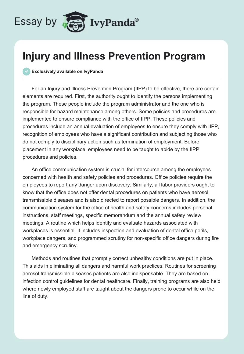 Injury and Illness Prevention Program. Page 1