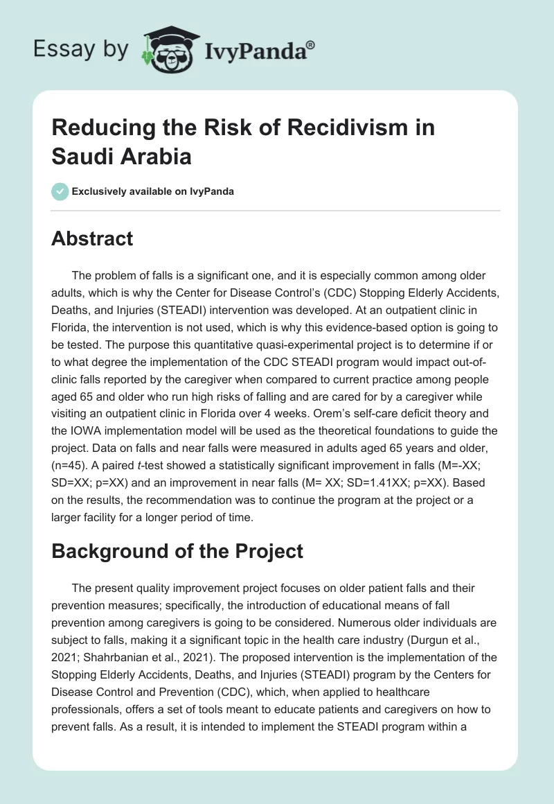 Reducing the Risk of Recidivism in Saudi Arabia. Page 1