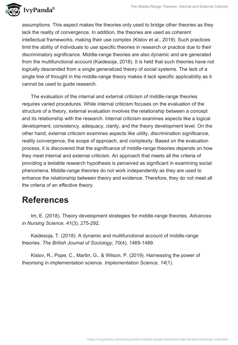 The Middle-Range Theories: Internal and External Criticism. Page 2