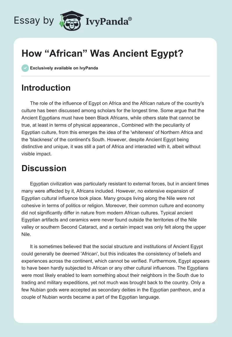 How “African” Was Ancient Egypt?. Page 1