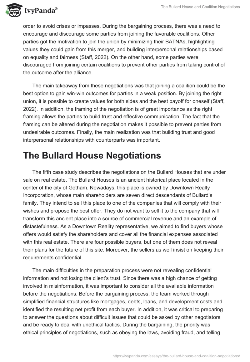 The Bullard House and Coalition Negotiations. Page 2