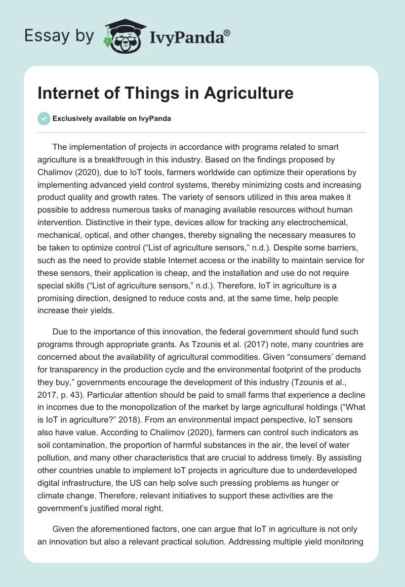 Internet of Things in Agriculture. Page 1