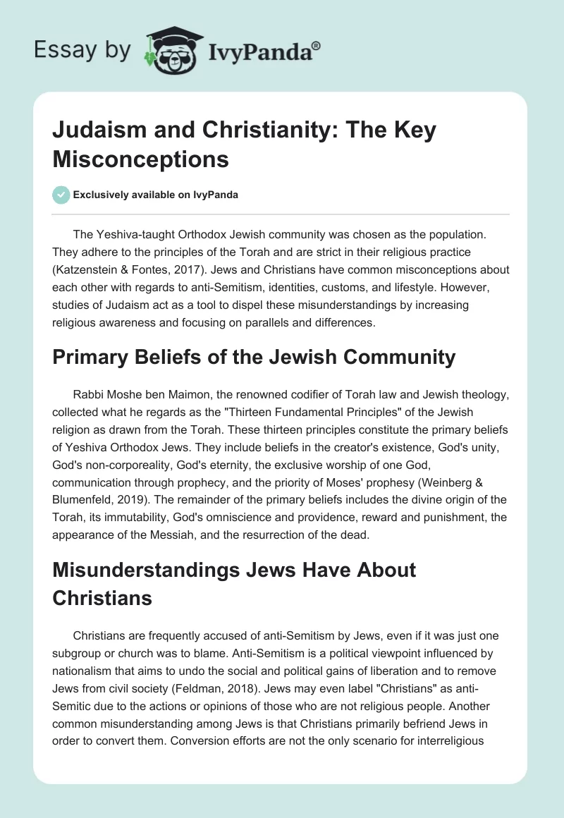 Judaism and Christianity: The Key Misconceptions. Page 1