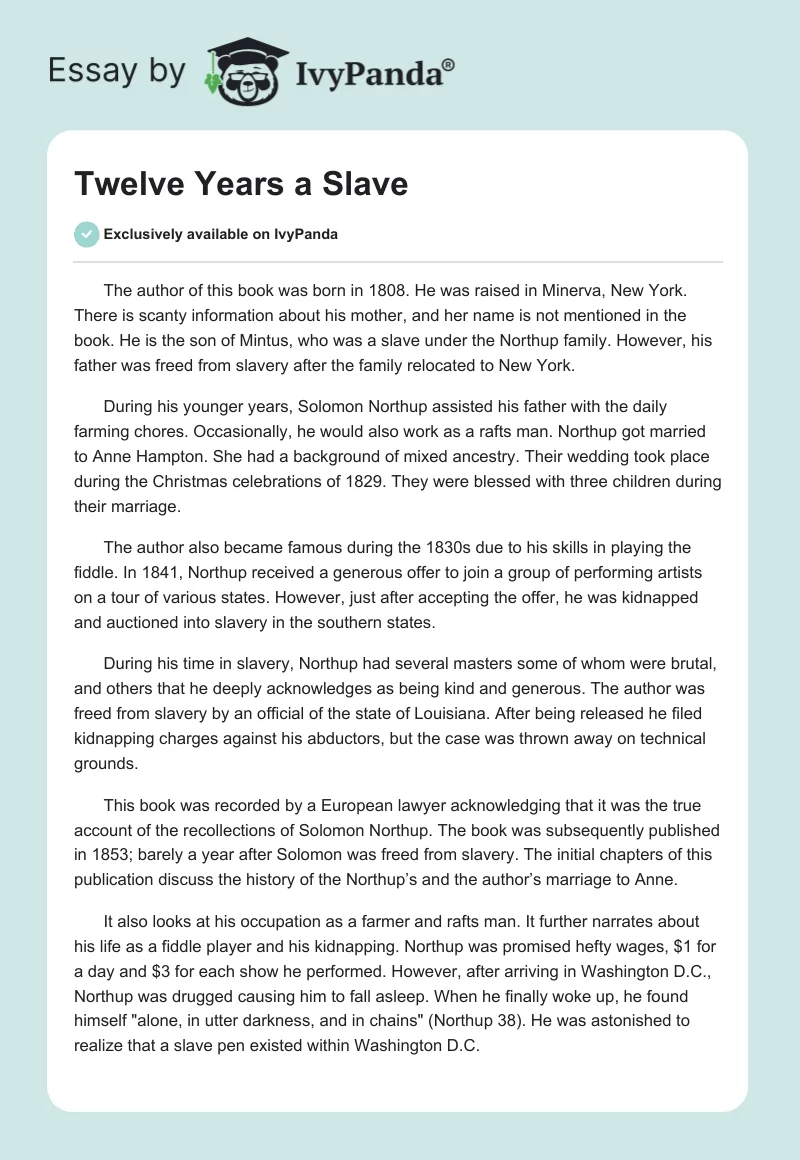 Twelve Years a Slave. Page 1