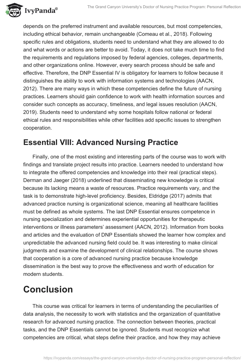 The Grand Canyon University’s Doctor of Nursing Practice Program: Personal Reflection. Page 3