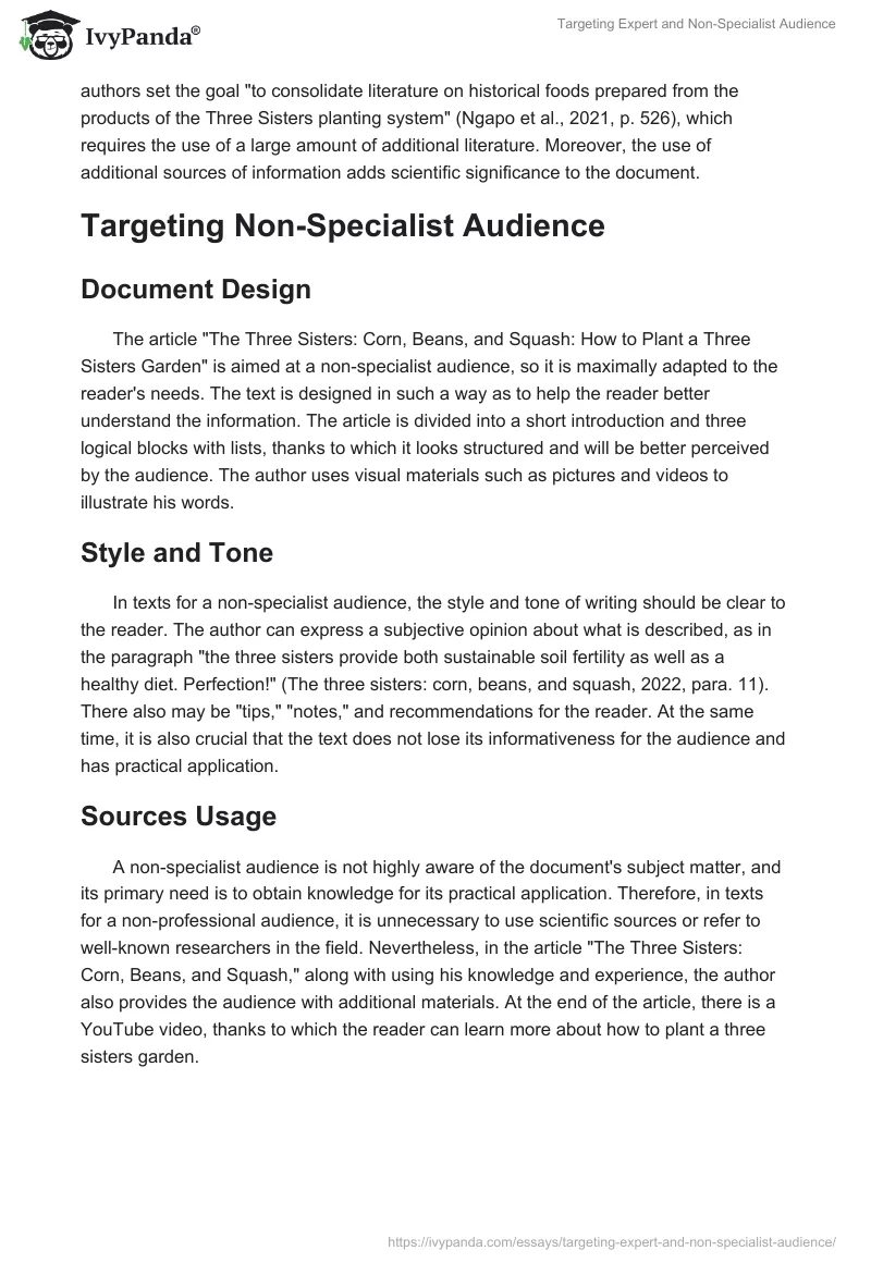 Targeting Expert and Non-Specialist Audience. Page 2