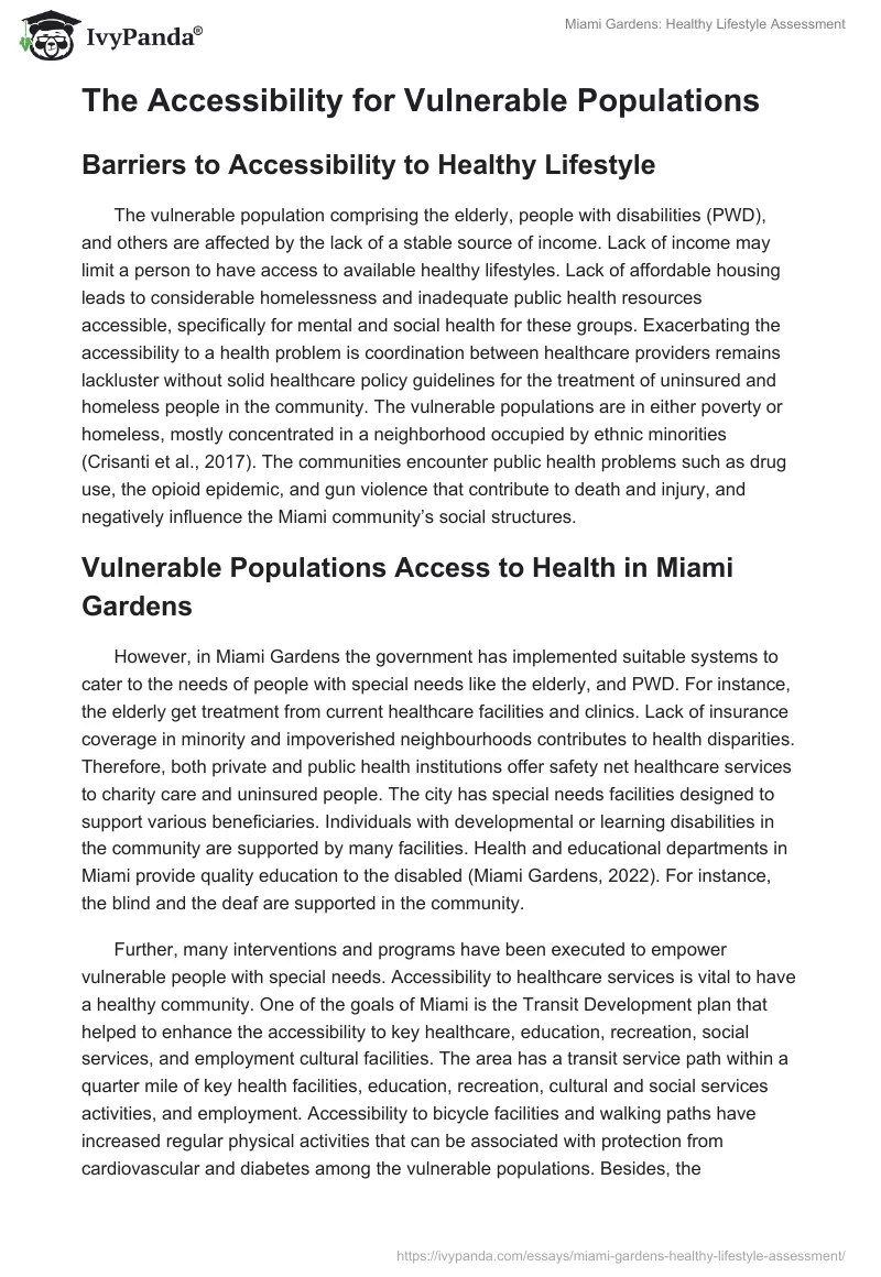 Miami Gardens: Healthy Lifestyle Assessment. Page 3