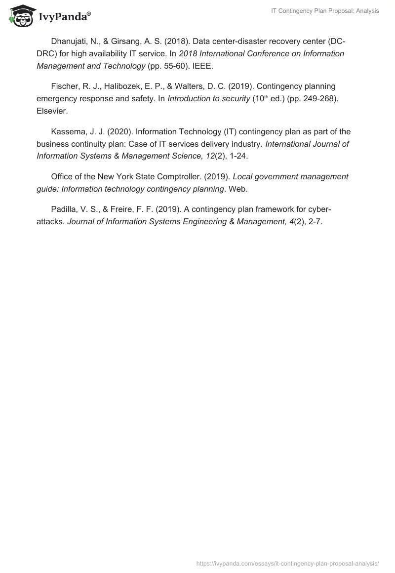 IT Contingency Plan Proposal: Analysis. Page 3