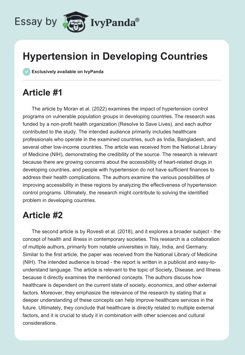 Hypertension in Developing Countries. Page 1