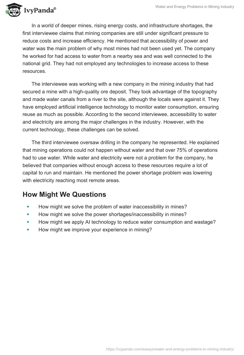 Water and Energy Problems in Mining Industry. Page 3
