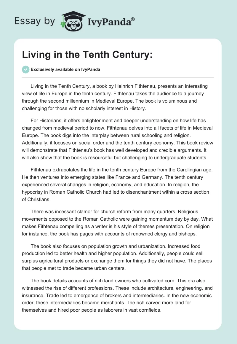 Living in the Tenth Century:. Page 1