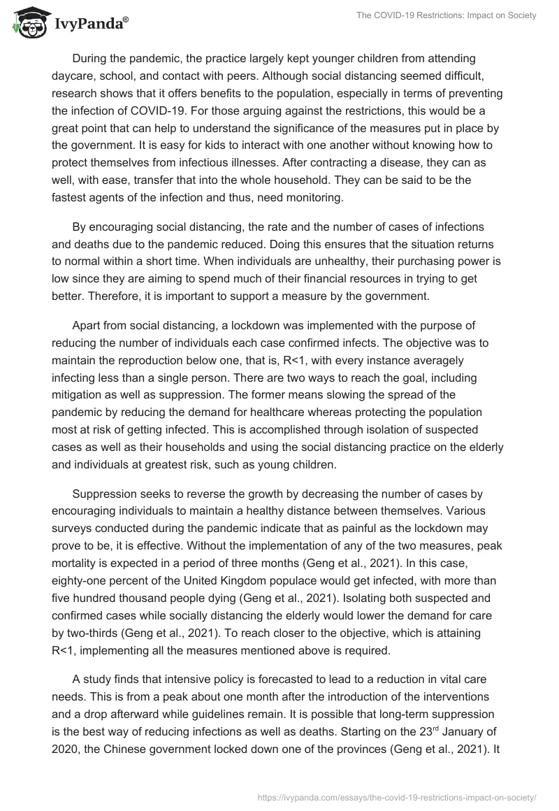 The COVID-19 Restrictions: Impact on Society. Page 2