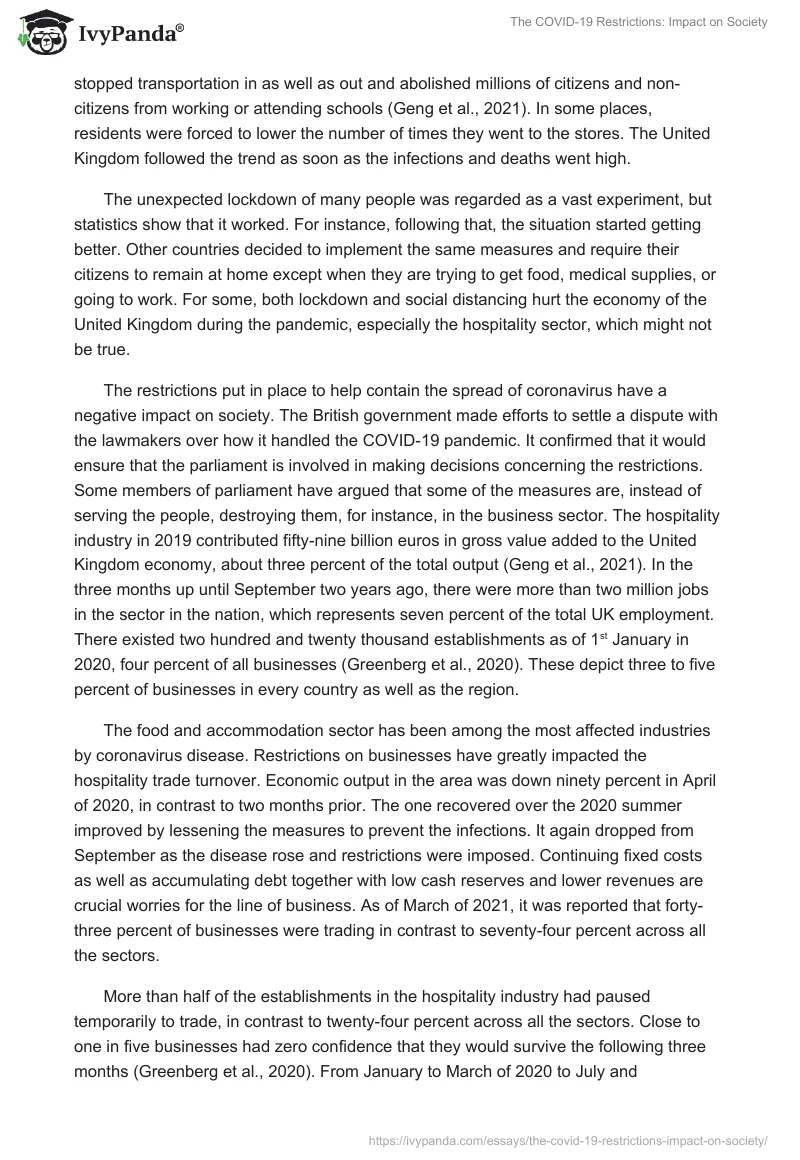 The COVID-19 Restrictions: Impact on Society. Page 3