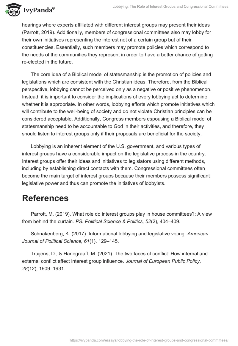 Lobbying: The Role of Interest Groups and Congressional Committees. Page 2