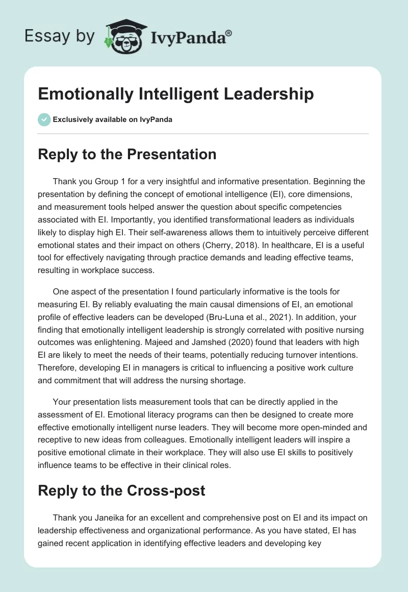Emotionally Intelligent Leadership. Page 1