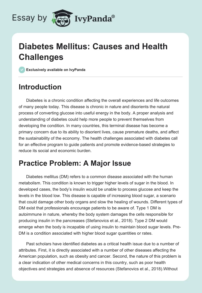 Diabetes Mellitus: Causes and Health Challenges. Page 1