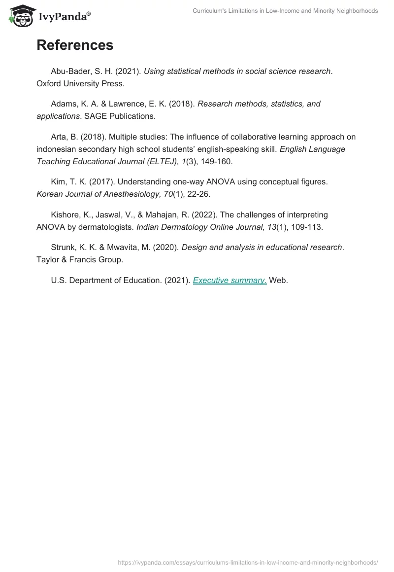 Curriculum's Limitations in Low-Income and Minority Neighborhoods. Page 4