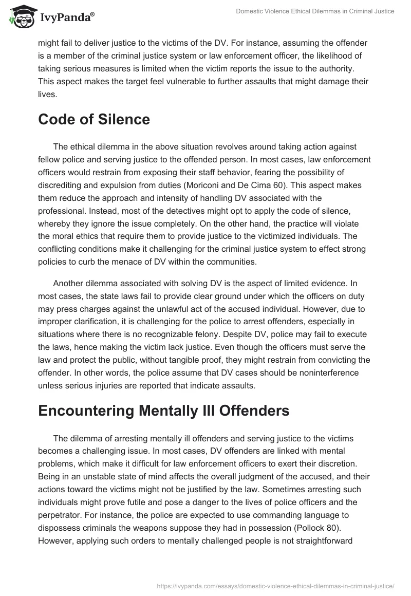 Domestic Violence Ethical Dilemmas in Criminal Justice. Page 2