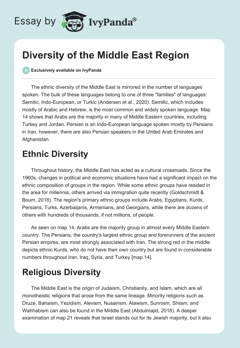 Diversity of the Middle East Region. Page 1