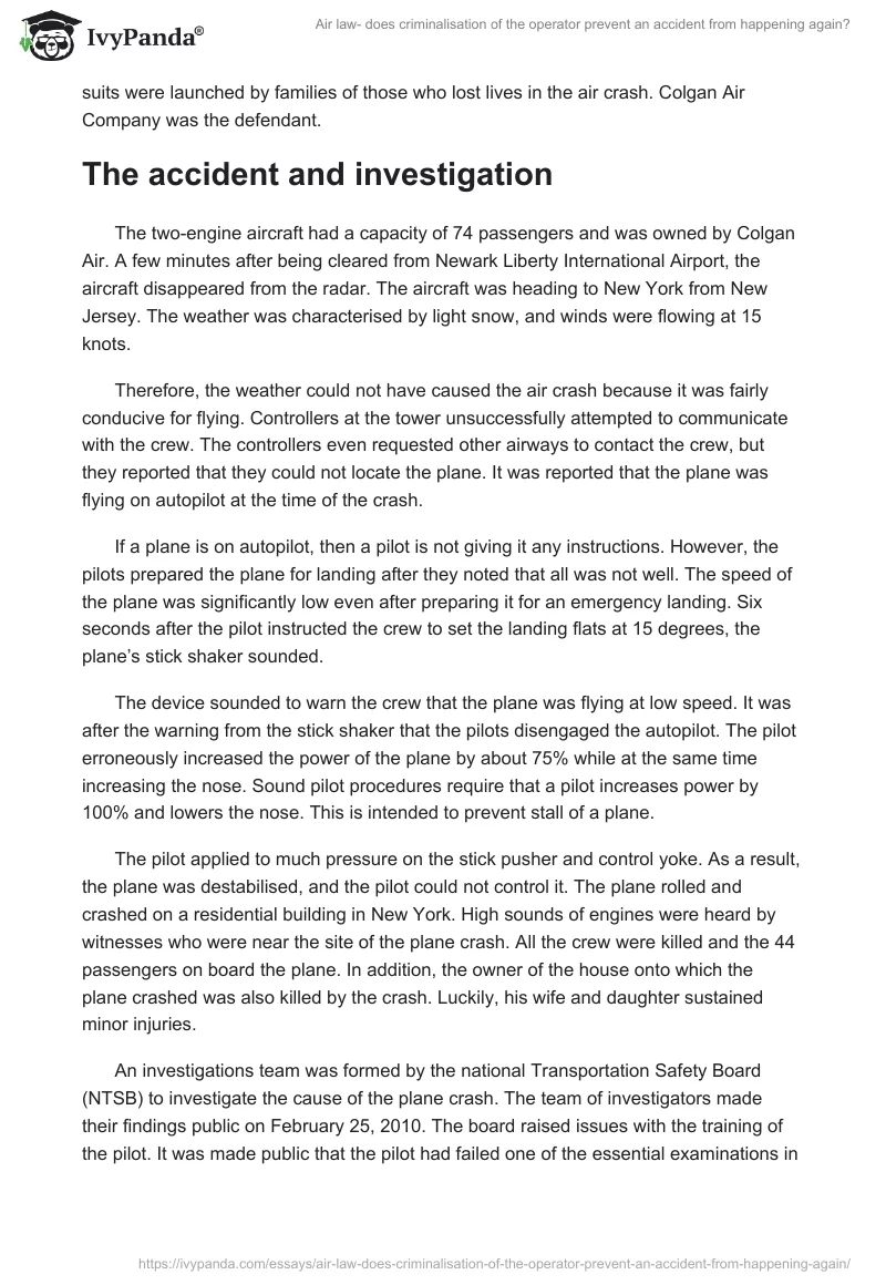 Air law- does criminalisation of the operator prevent an accident from happening again?. Page 2