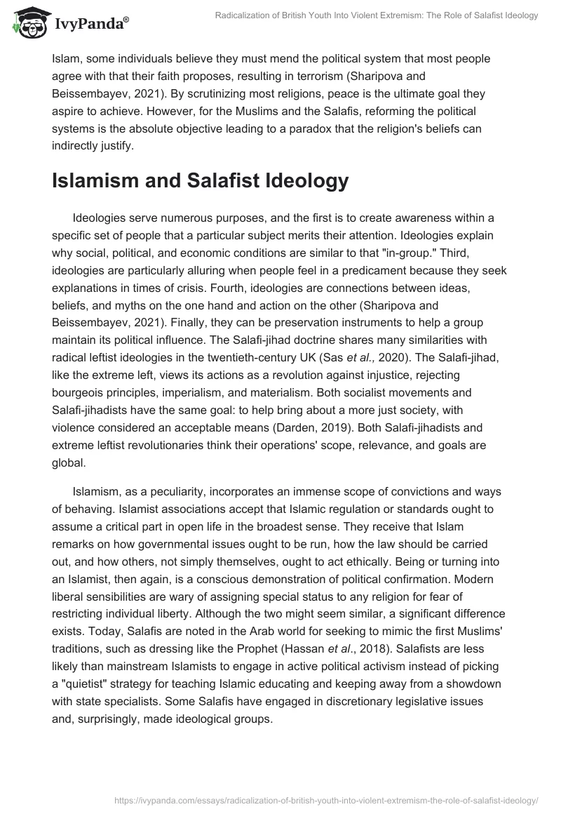 Radicalization of British Youth Into Violent Extremism: The Role of Salafist Ideology. Page 2