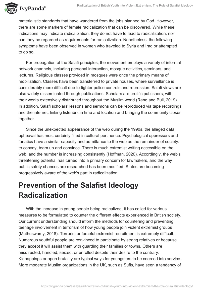Radicalization of British Youth Into Violent Extremism: The Role of Salafist Ideology. Page 5