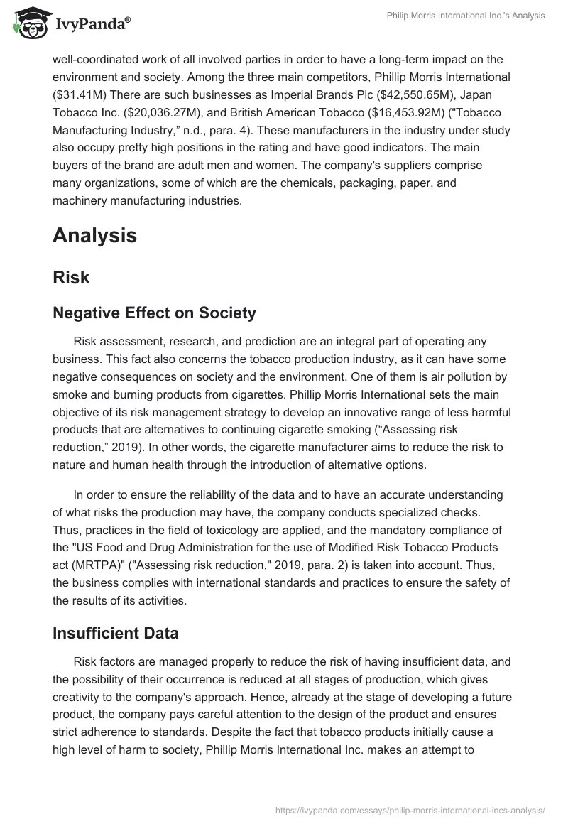 Philip Morris International Inc.'s Analysis. Page 2