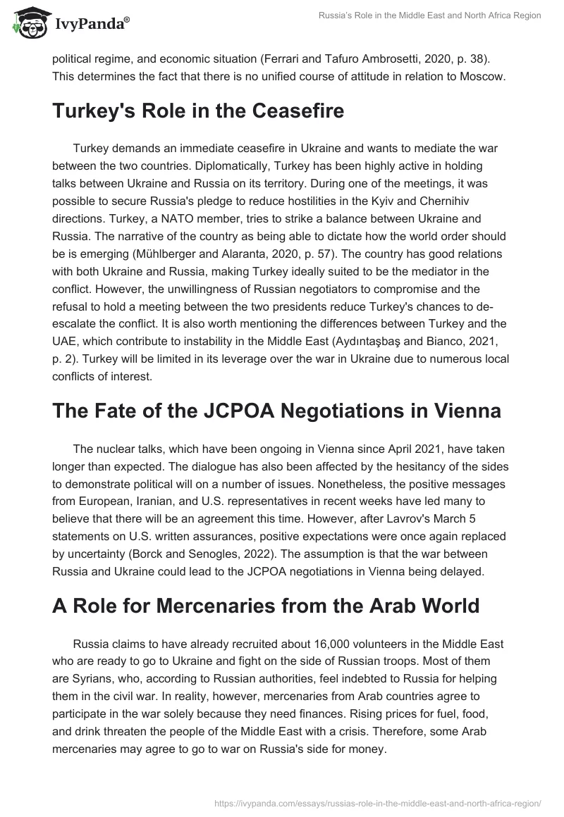 Russia’s Role in the Middle East and North Africa Region. Page 3