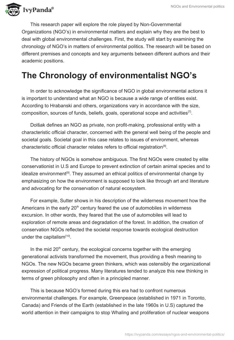 NGOs and Environmental politics. Page 2