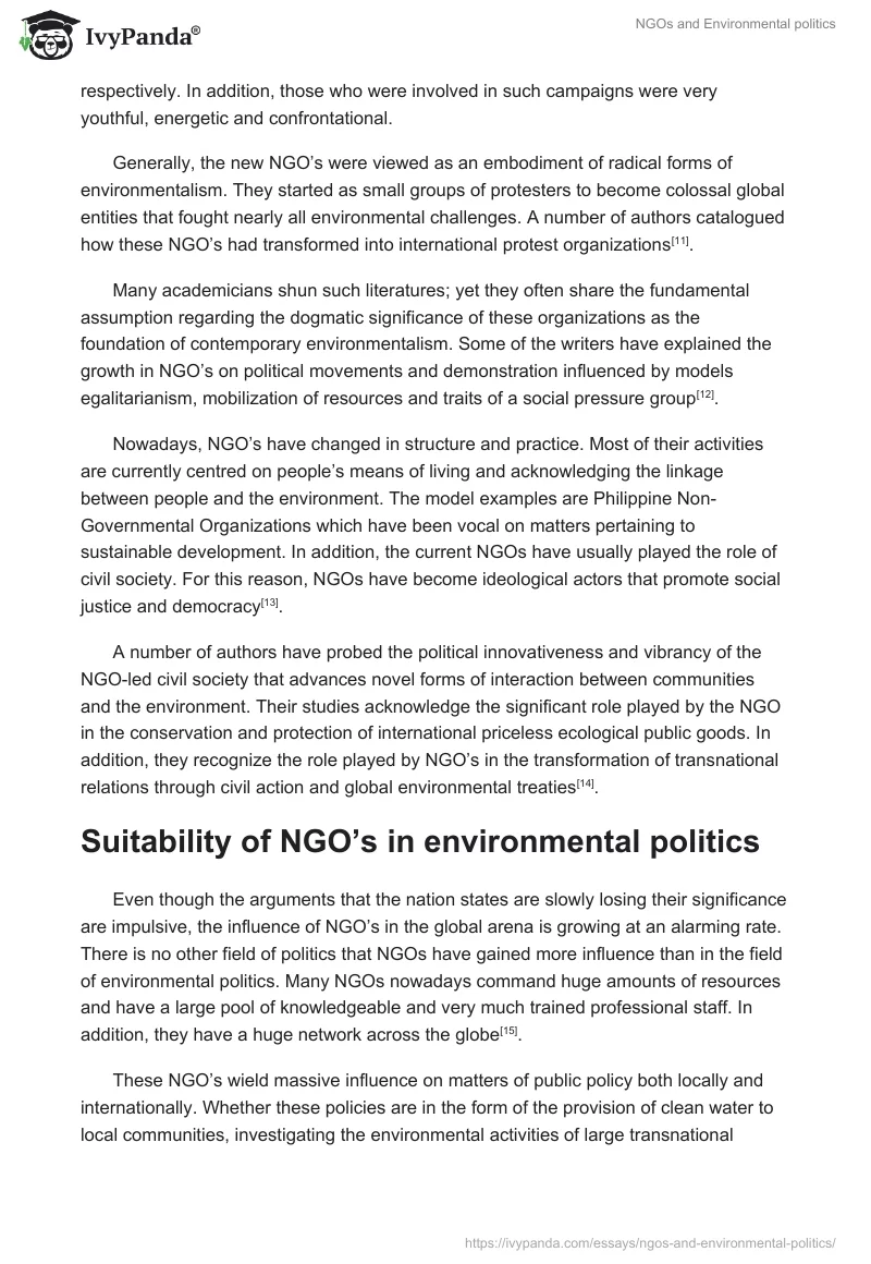 NGOs and Environmental politics. Page 3