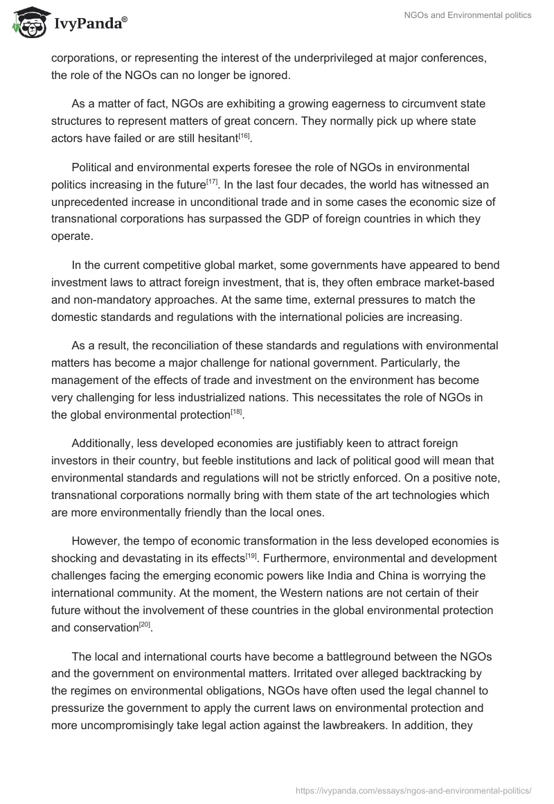 NGOs and Environmental politics. Page 4