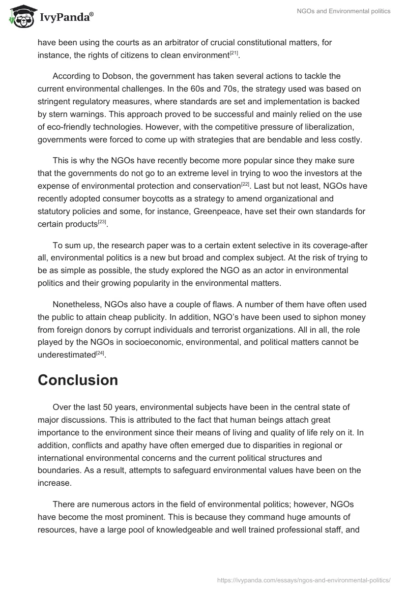 NGOs and Environmental politics. Page 5