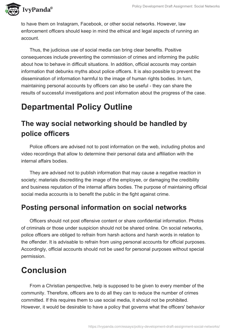 Policy Development Draft Assignment: Social Networks. Page 4