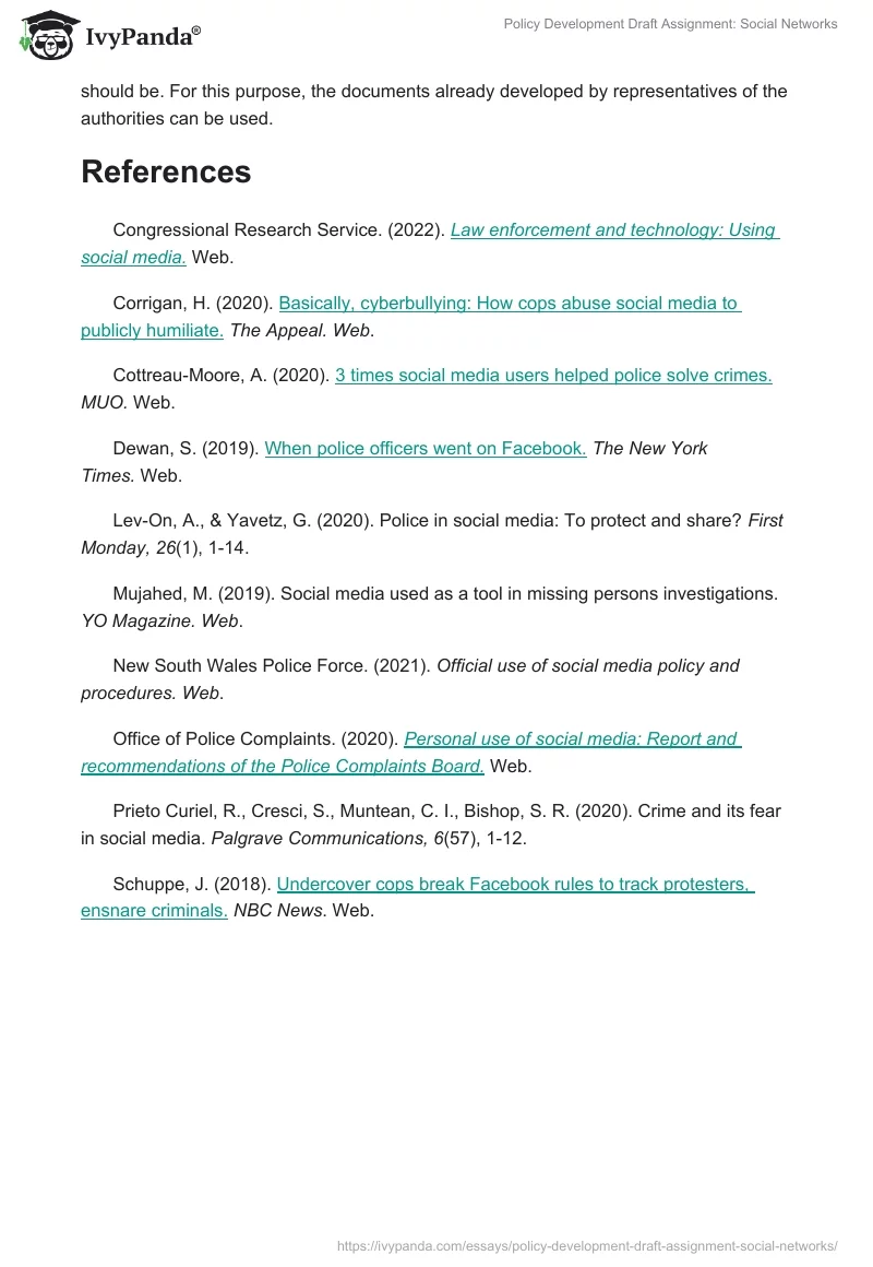 Policy Development Draft Assignment: Social Networks. Page 5