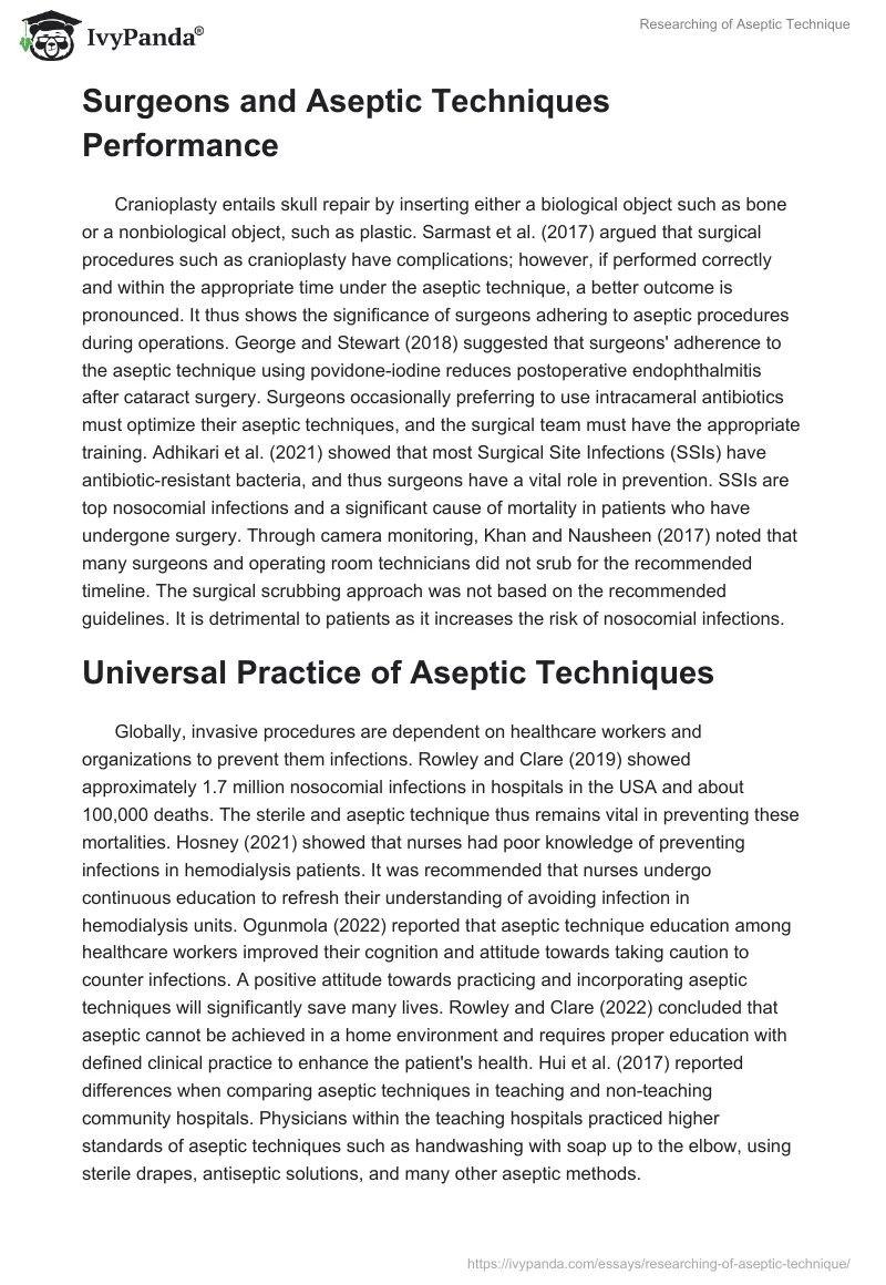 Researching of Aseptic Technique. Page 5