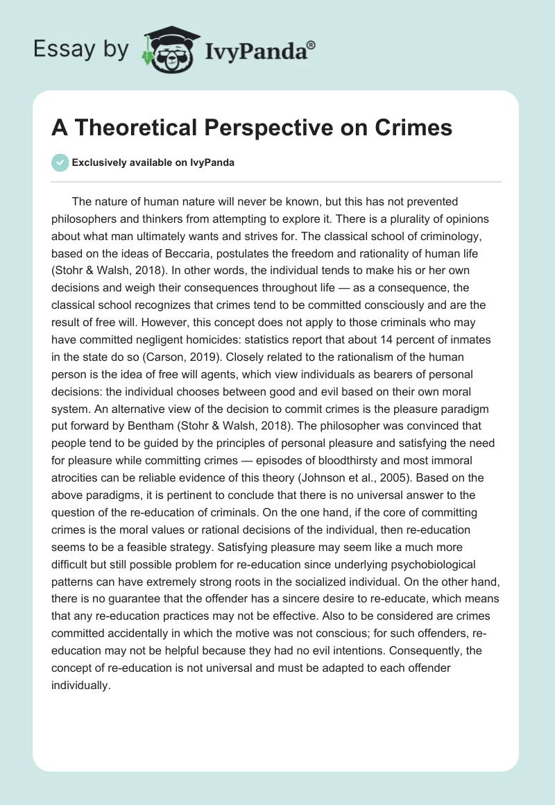 A Theoretical Perspective on Crimes. Page 1