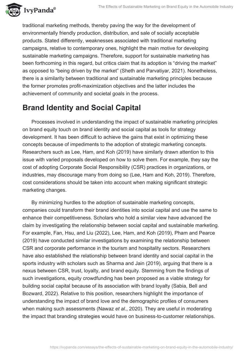 The Effects of Sustainable Marketing on Brand Equity in the Automobile Industry. Page 5
