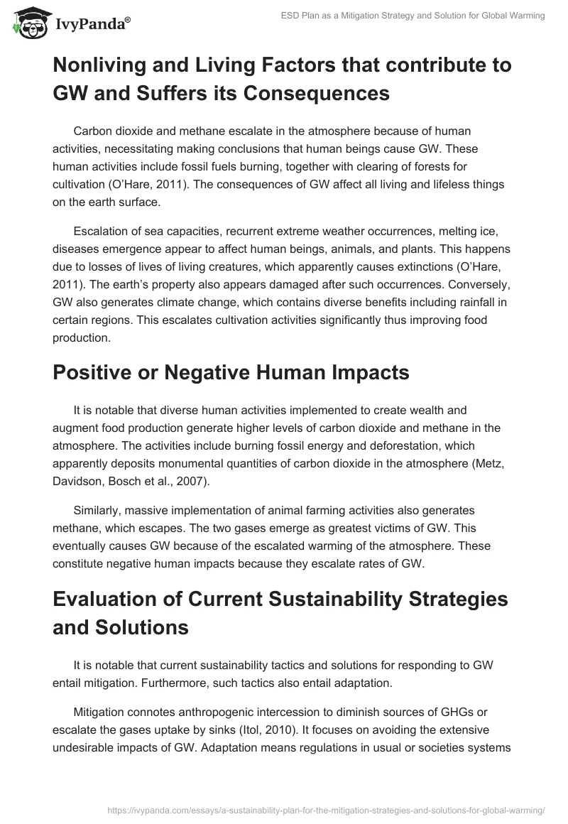 ESD Plan as a Mitigation Strategy and Solution for Global Warming. Page 2