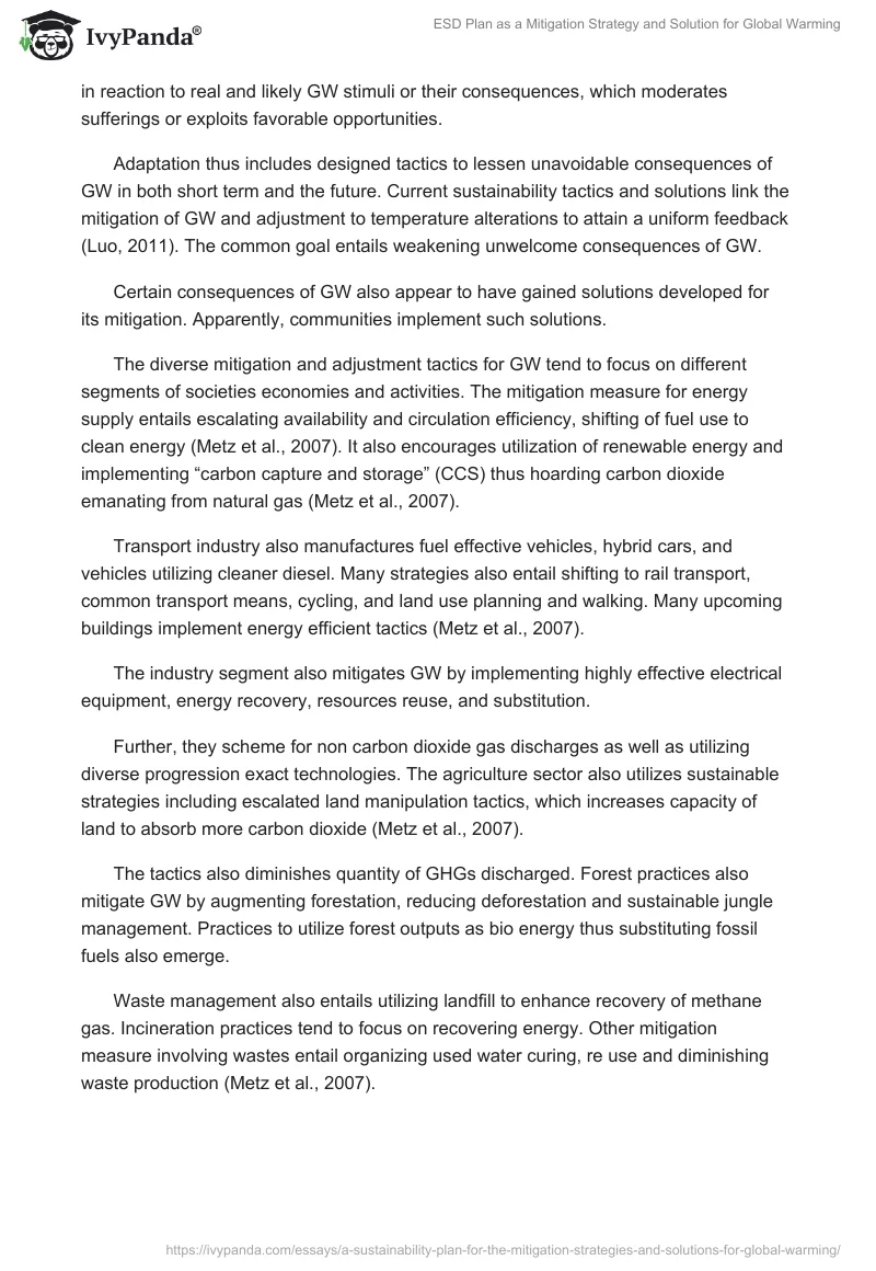 ESD Plan as a Mitigation Strategy and Solution for Global Warming. Page 3