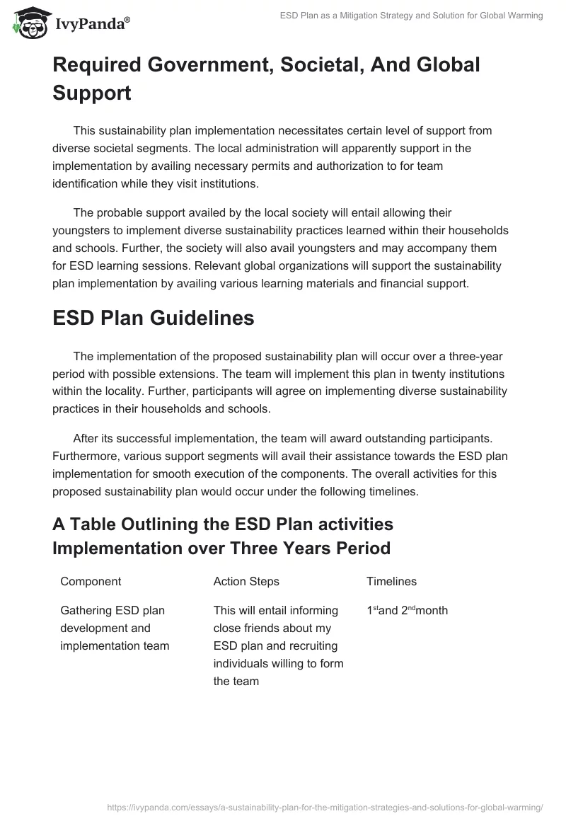 ESD Plan as a Mitigation Strategy and Solution for Global Warming. Page 5