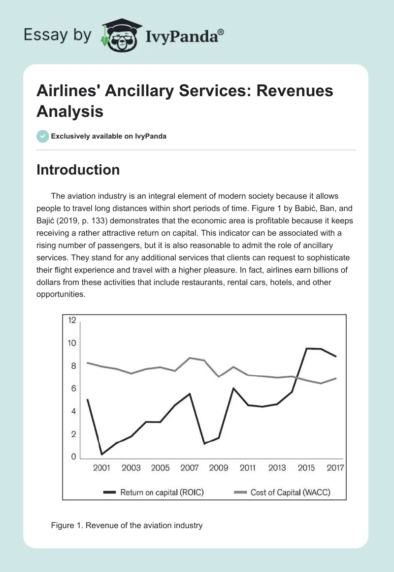 Airlines' Ancillary Services: Revenues Analysis. Page 1