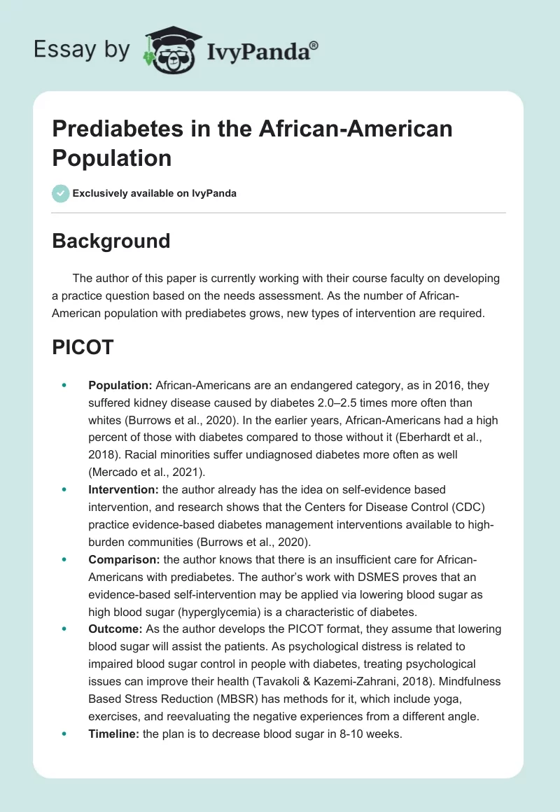Prediabetes in the African-American Population. Page 1