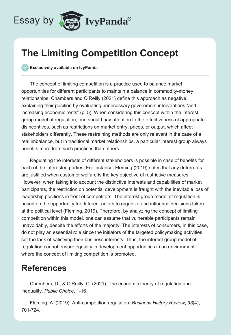 The Limiting Competition Concept. Page 1