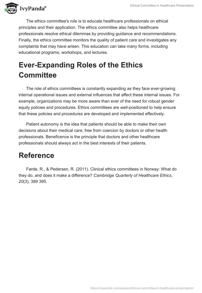 Ethical Committee in Healthcare Presentation. Page 3