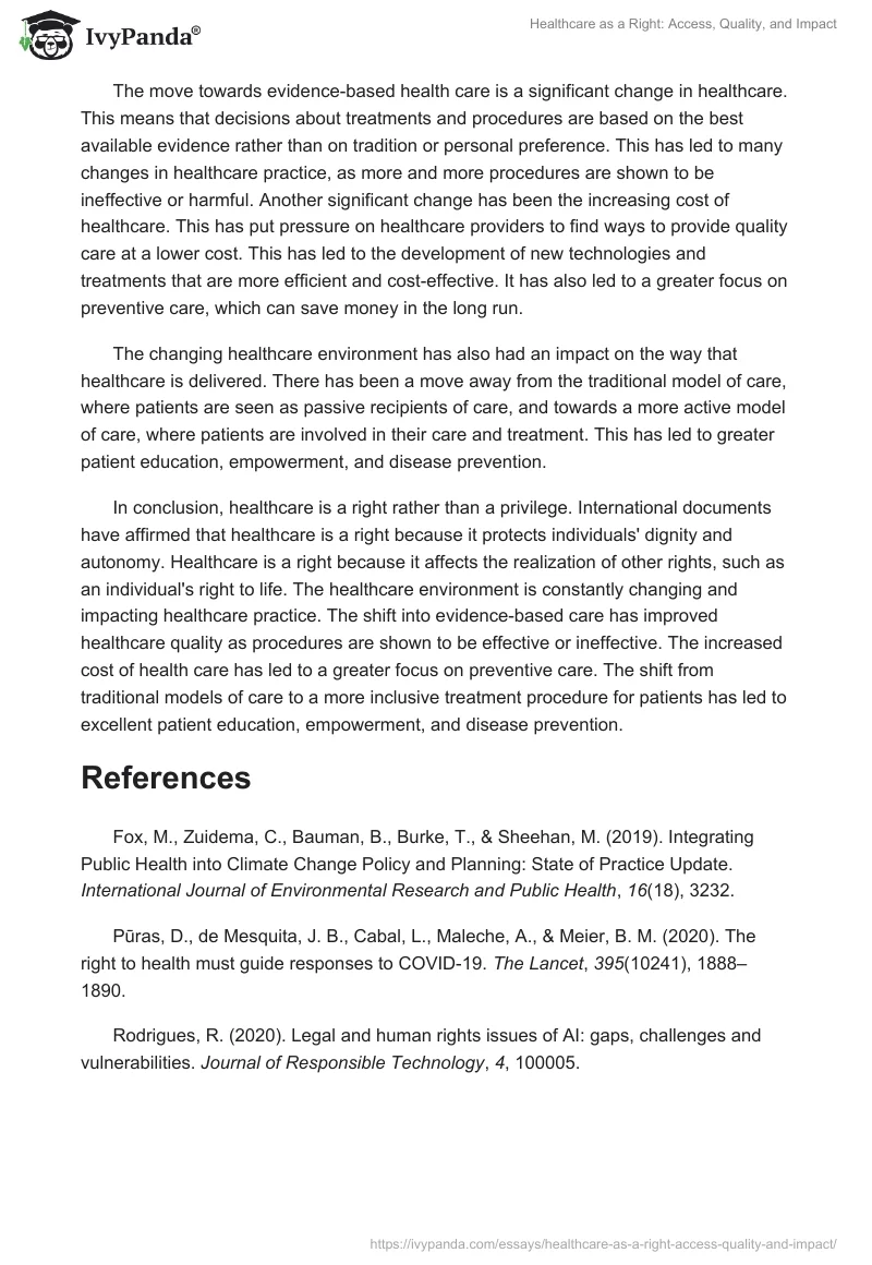 Healthcare as a Right: Access, Quality, and Impact. Page 2