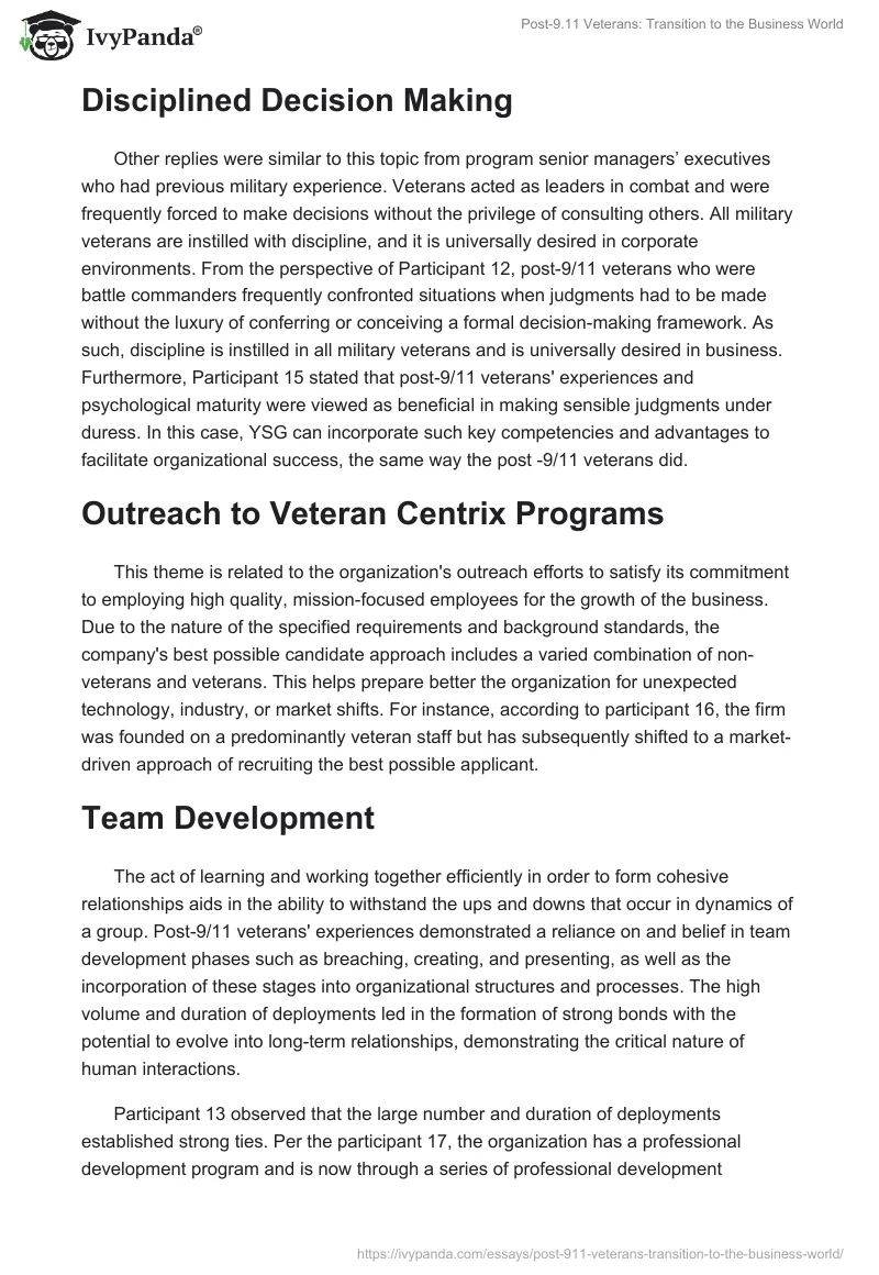 Post-9/11 Veterans: Transition to the Business World. Page 3