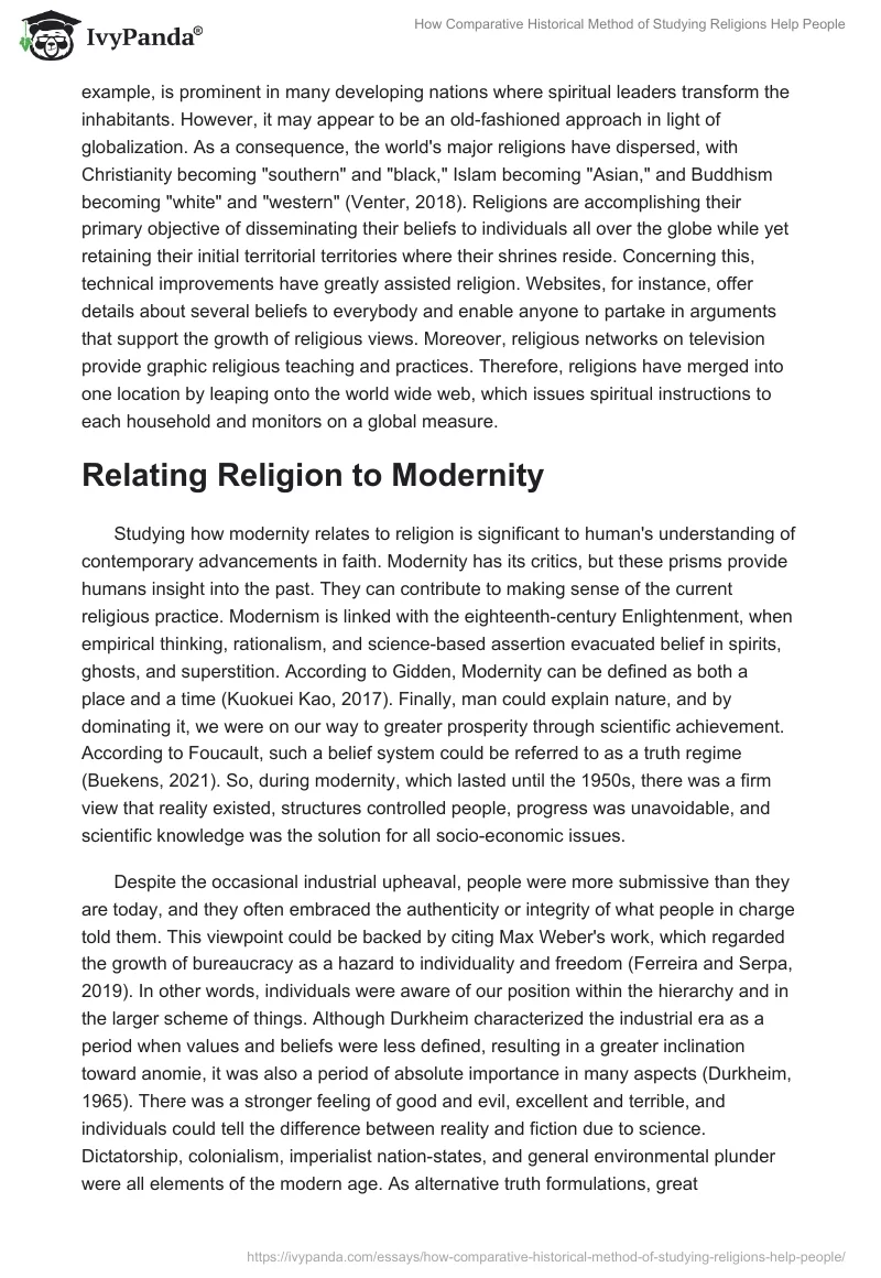 How Comparative Historical Method of Studying Religions Help People. Page 2